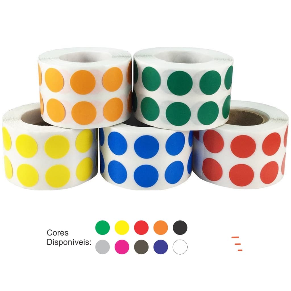 Adesivo Bolinha para Embalagens Convites e Presente 10mm Rolo c/ 5.000 Unidades