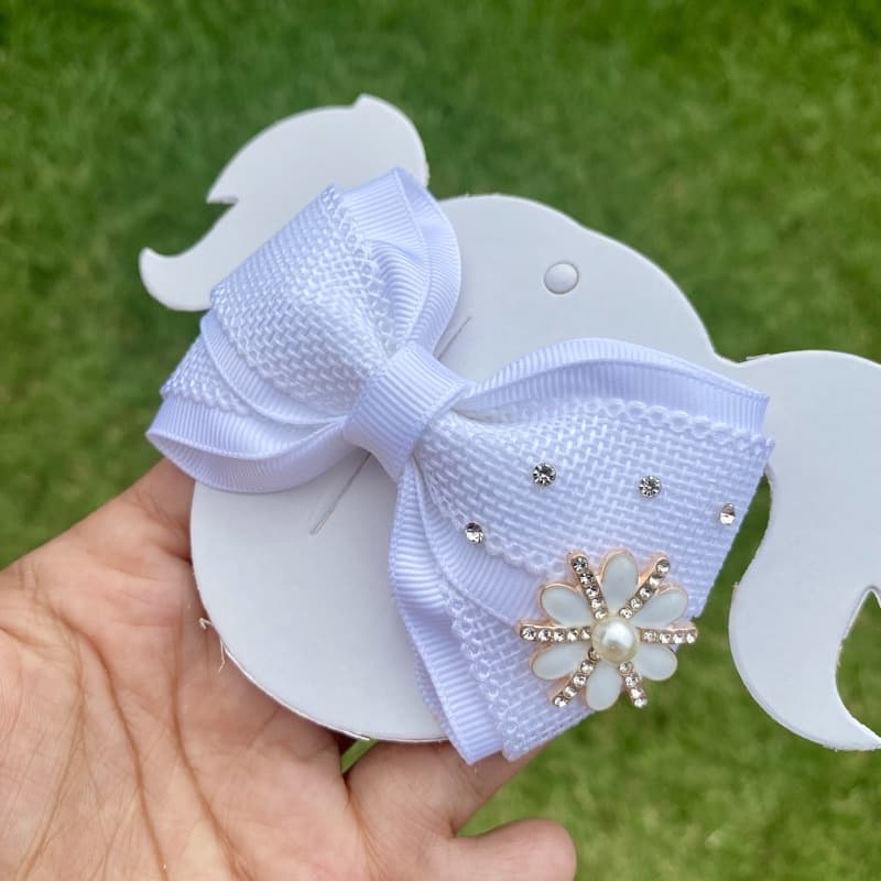 Laço para cabelo infantil luxo renda, batizado e casamento