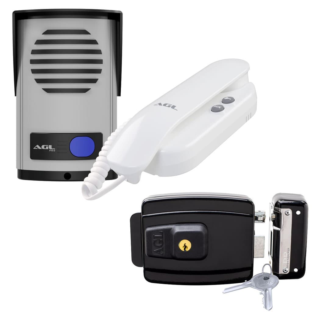 Kit Interfone Residencial com fechadura elétrica Reversível super segura. Produto Nacional com garantia.