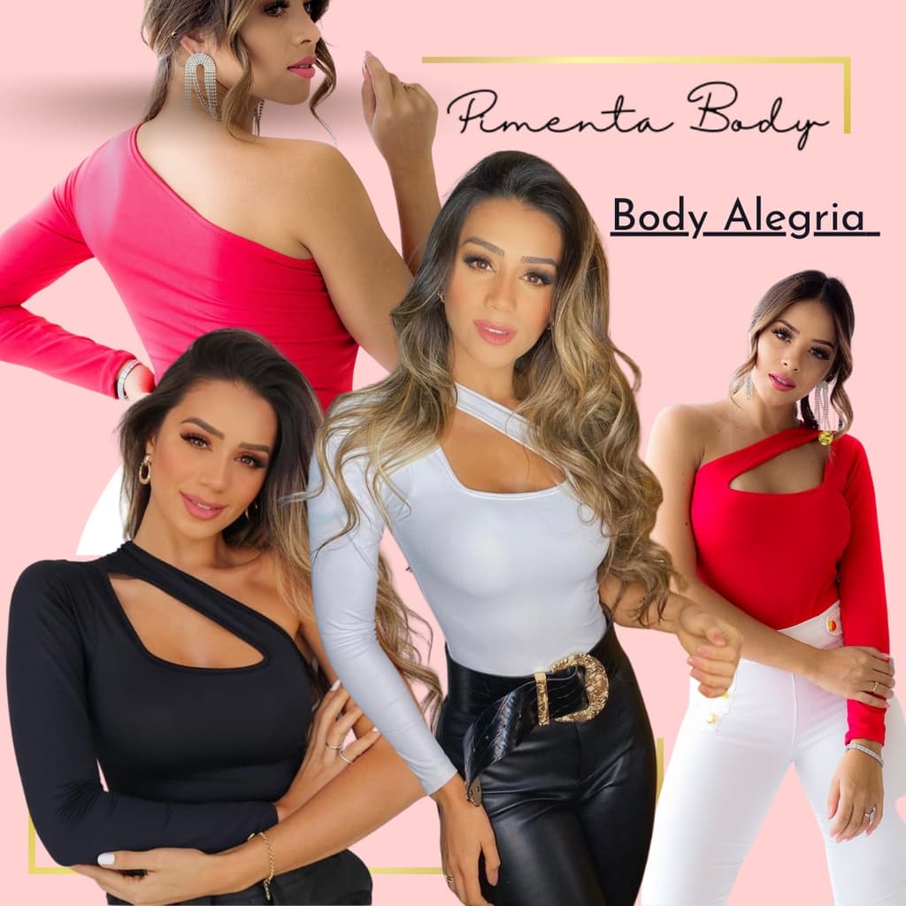 Body Feminino Luxo Alegria Manga Longa Com Bojo Alfaiataria em Suplex Premium Macio Grossinho Estica Veste 38/44