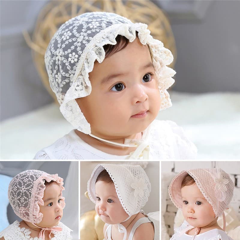Chapéu De Bebê Com Flor De Renda De Verão Algodão Para Bebês Recém-Nascidos