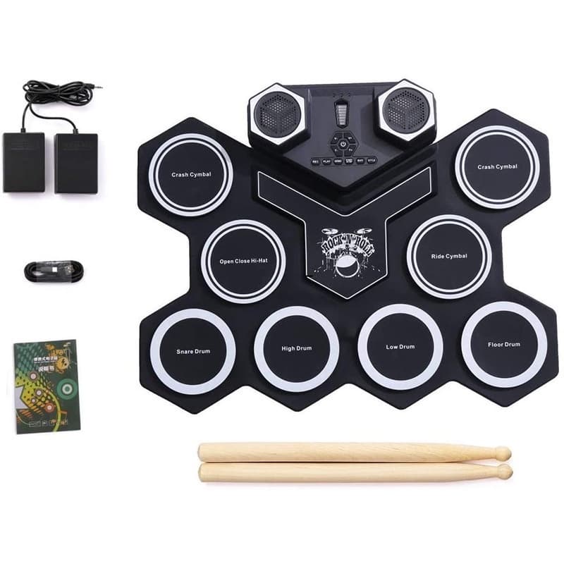 Conjunto De Tambor Enrolado À Mão Adulto Portátil Dobrável USB Computador DIX Prática Percussão Infantil