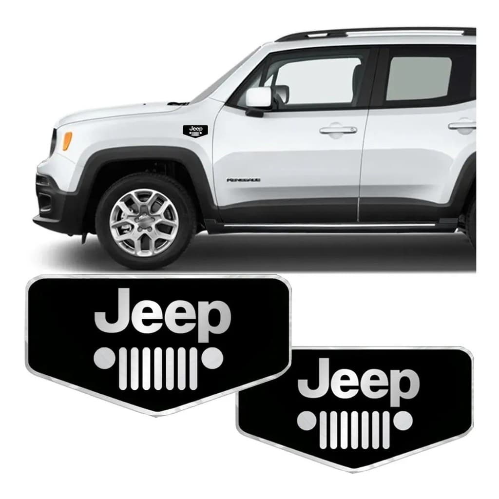 Par Emblema Brasão Lateral Jeep Renegade E Compass Resinado