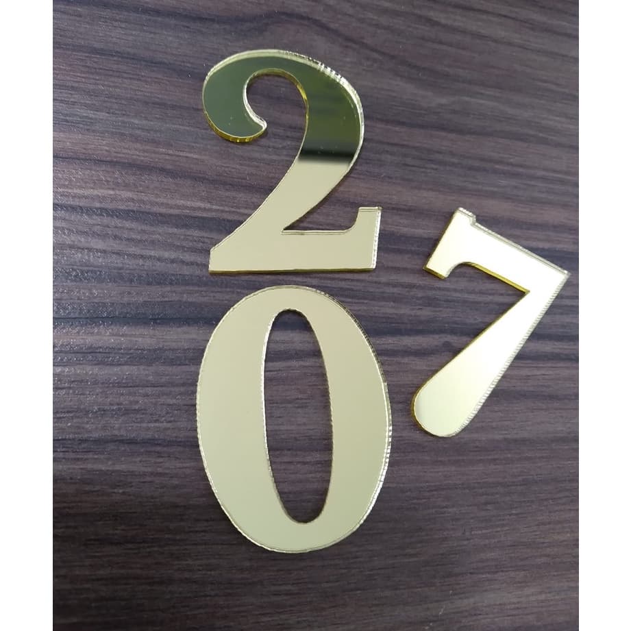 Aplique Números  3cm Acrílico Dourado