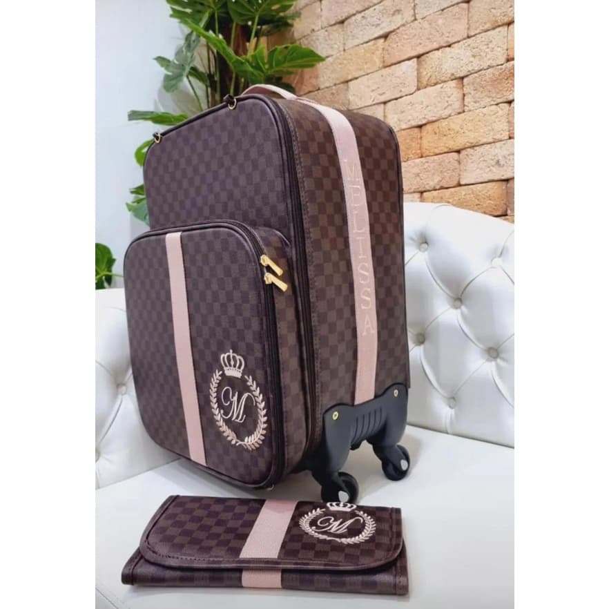 mala de rodinha com bolso frontal +trocador portatil