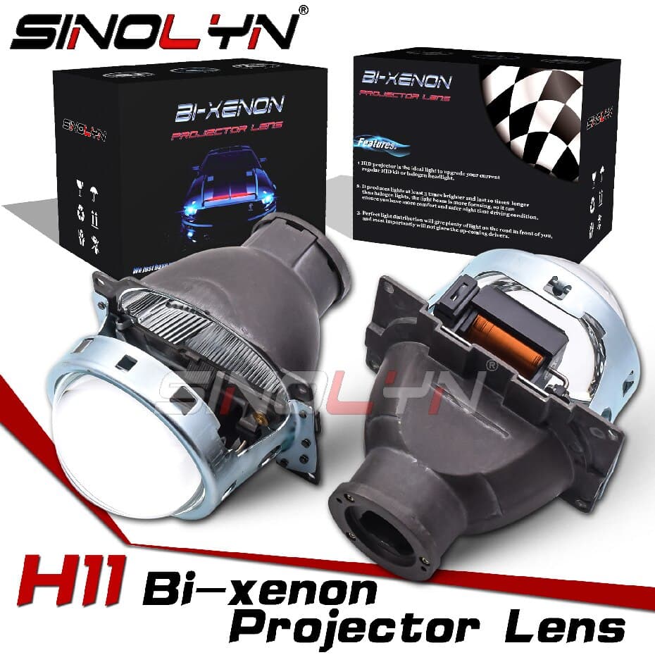 Sinolyn H11 Bi Xenon Lente 3 Polegada Metal Koito Q5 Projetores De Farol H11 HID/LED/Halogen Da Lâmpada No Do Carro