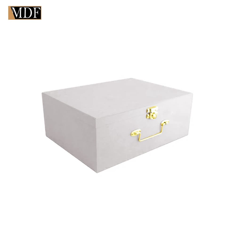 Caixa Maleta com Dobradiça e Fecho 40x32x15 Mdf Madeira Pintado