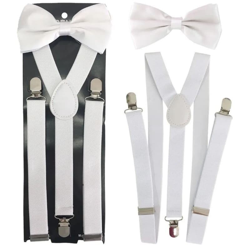 kit suspensório ajustável adulto branco masculino e feminino
