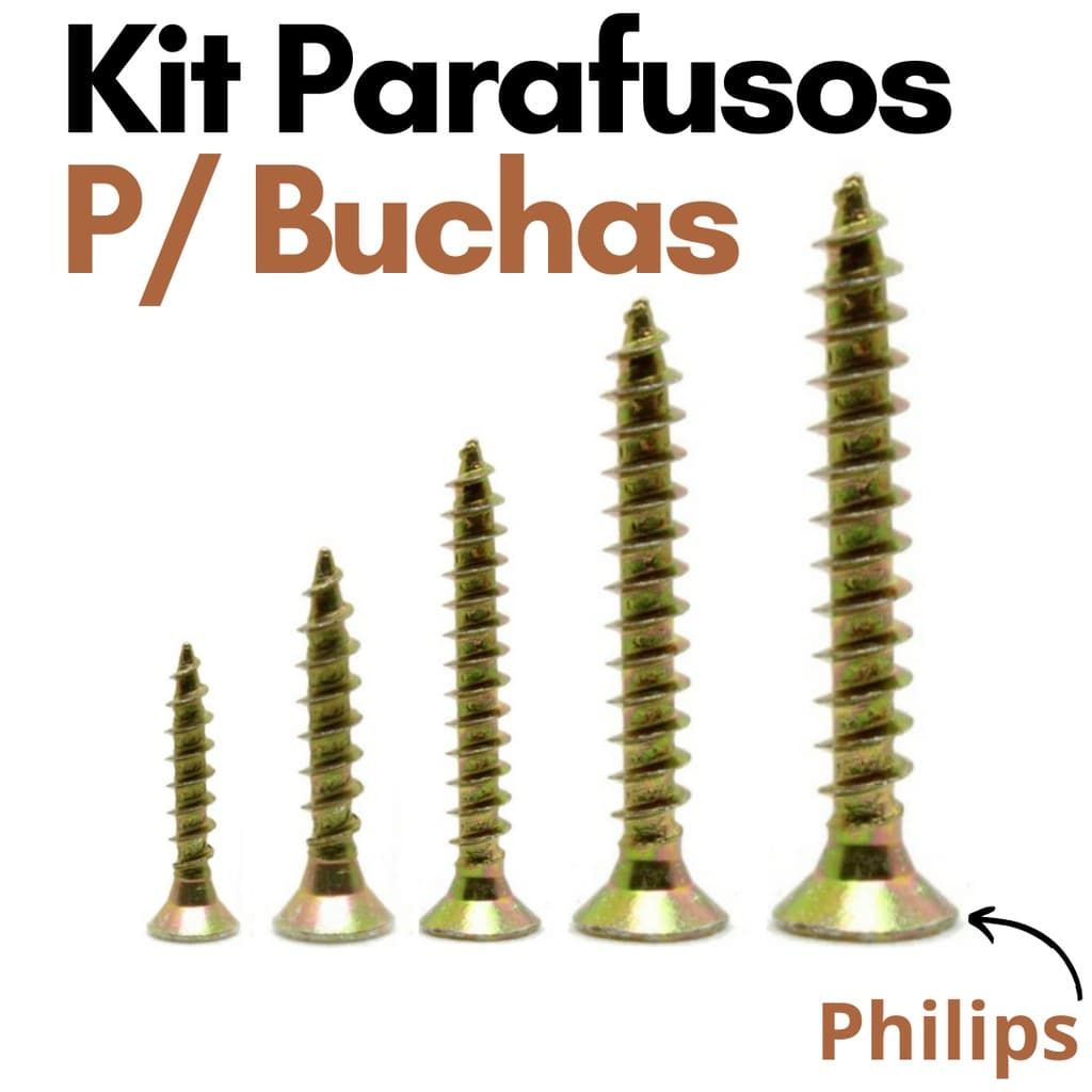 Parafuso para Bucha 5mm 6mm 8mm 10mm Phillips Kit Parafusos para Buchas 5 - 6 - 8 - 10