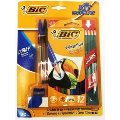 Kit Escolar Lápis De Cor Canetas Lápis Borracha Apontador