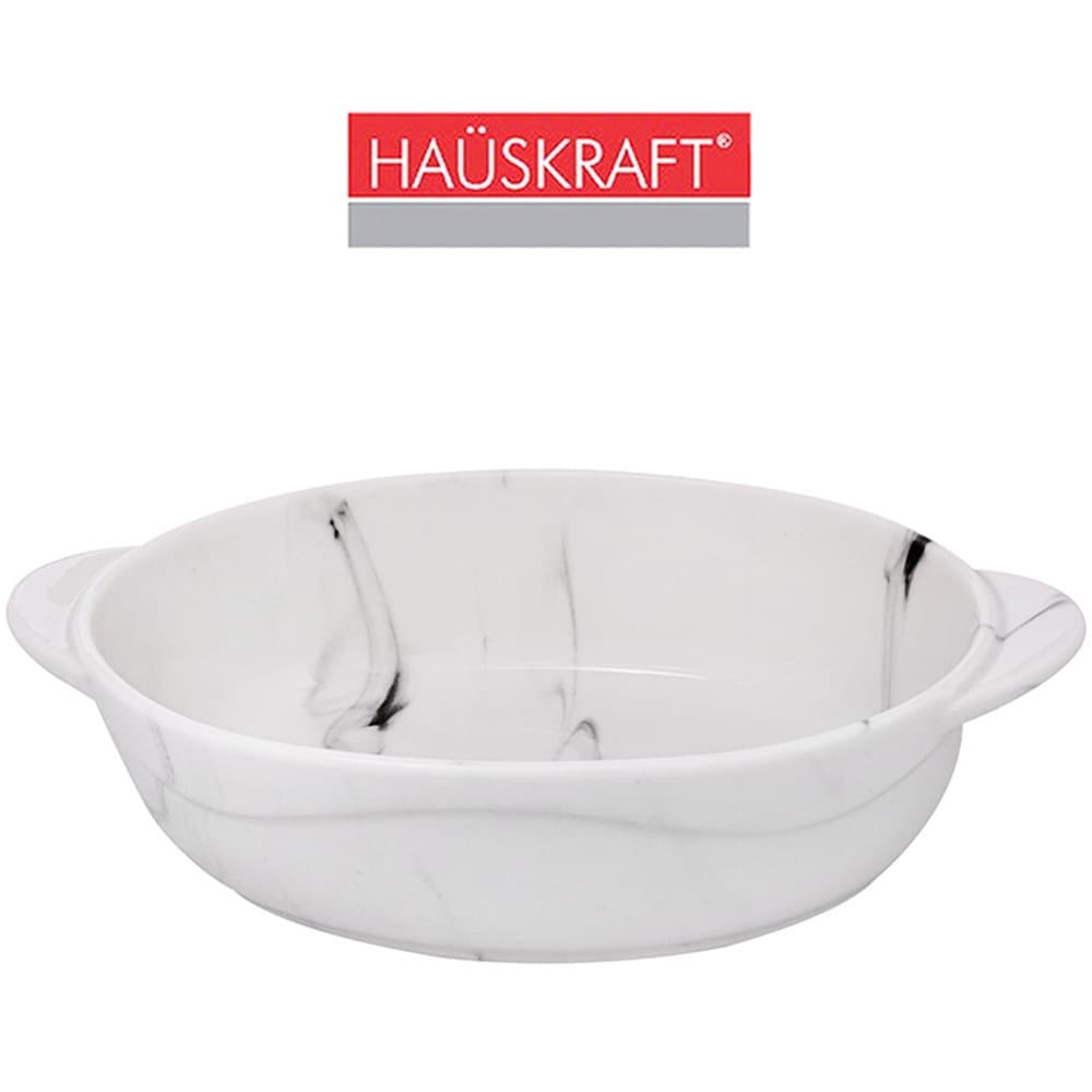 Travessa De Porcelana Oval Refrataria Marble Marmore Hauskraft 350ml 17,5x11cm