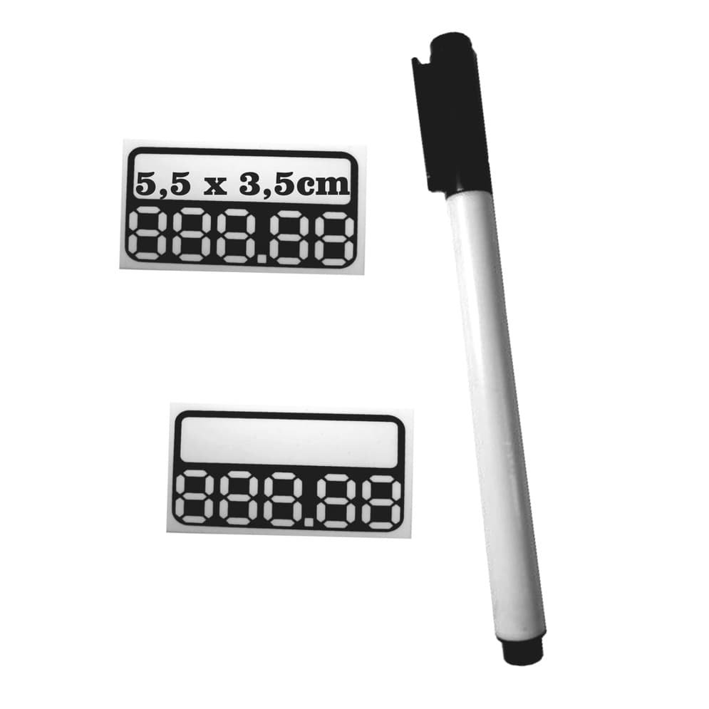 Etiqueta de preço digito/lisa em PVC /reutilizável/editável/5,5x3, 4/100unid./splash/oferta/FBK