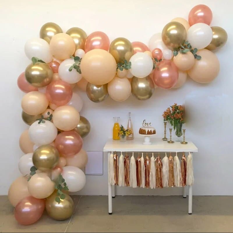 82 pçs/Set rosa ouro pele cor balão guirlanda Kit cromo ouro branco ar hélio bola casamento aniversário chá de fraldas d