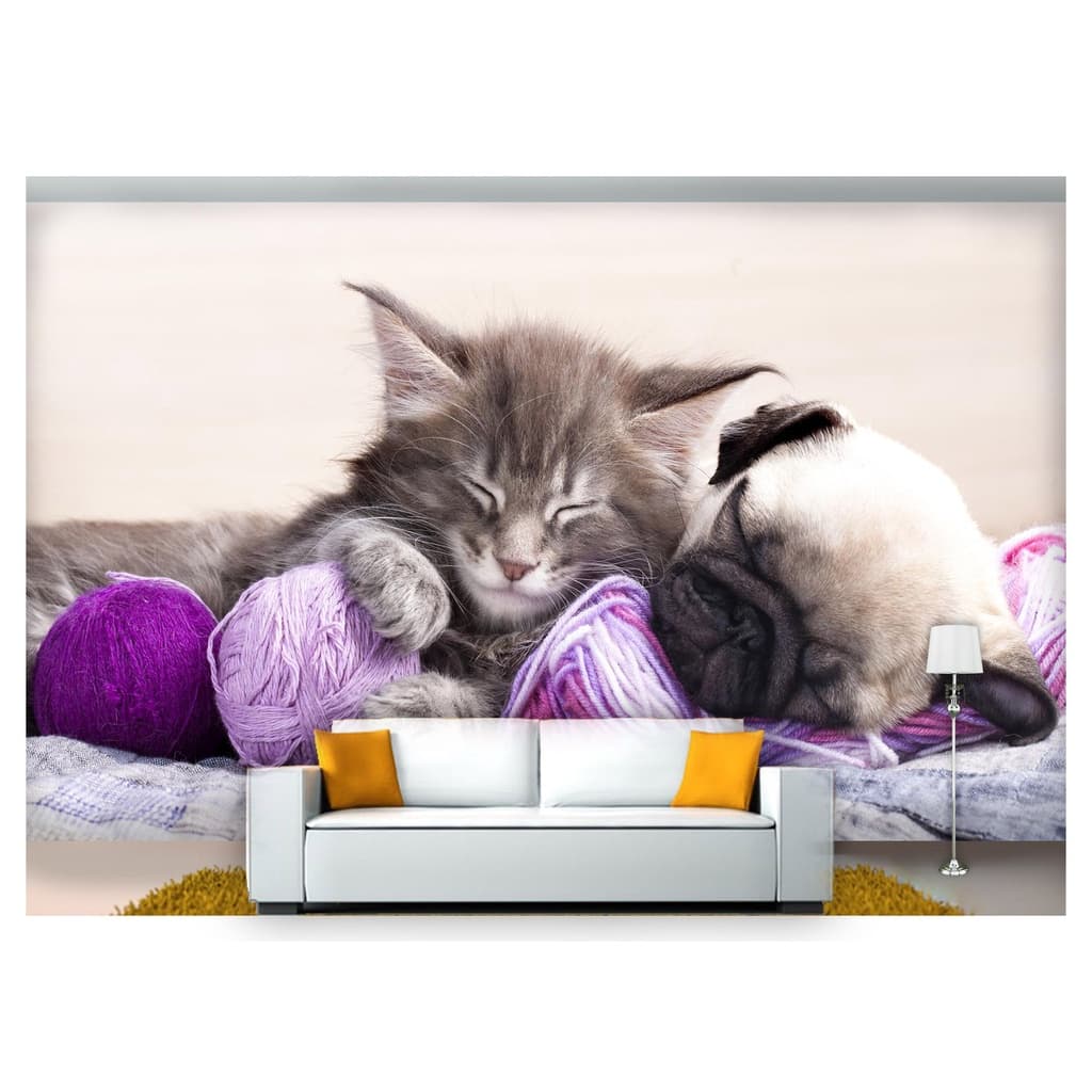 papel de parede Animais cachorro gato 3D 10m² ANM156