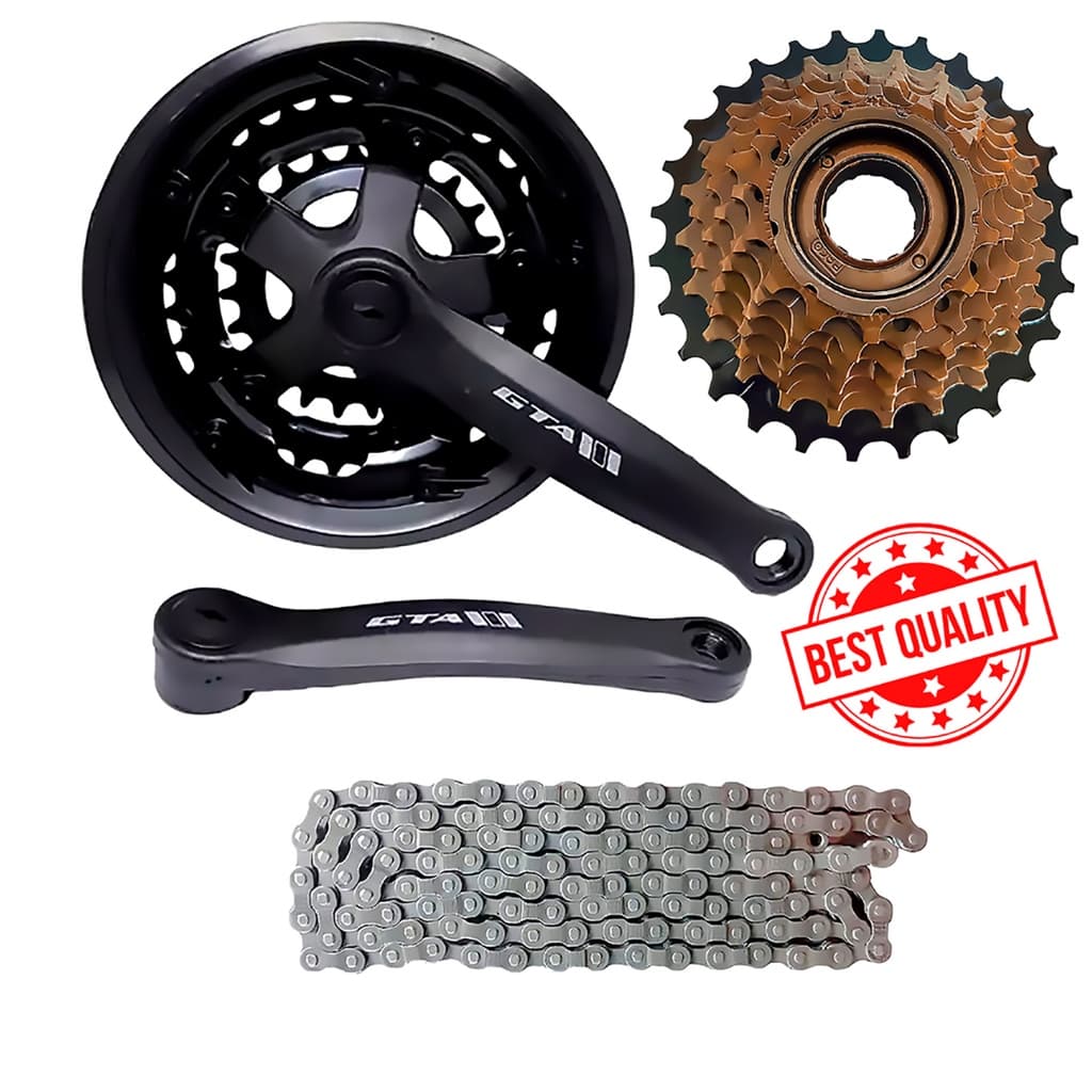 Kit Marcha Bicicleta Pedivela + Catraca Roda Livre 7v + Corrente Relação 21v Index Bicicleta Bike