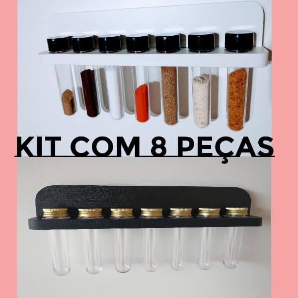 Kit 8 peças Porta Tempero - suporte para condimentos de cozinha