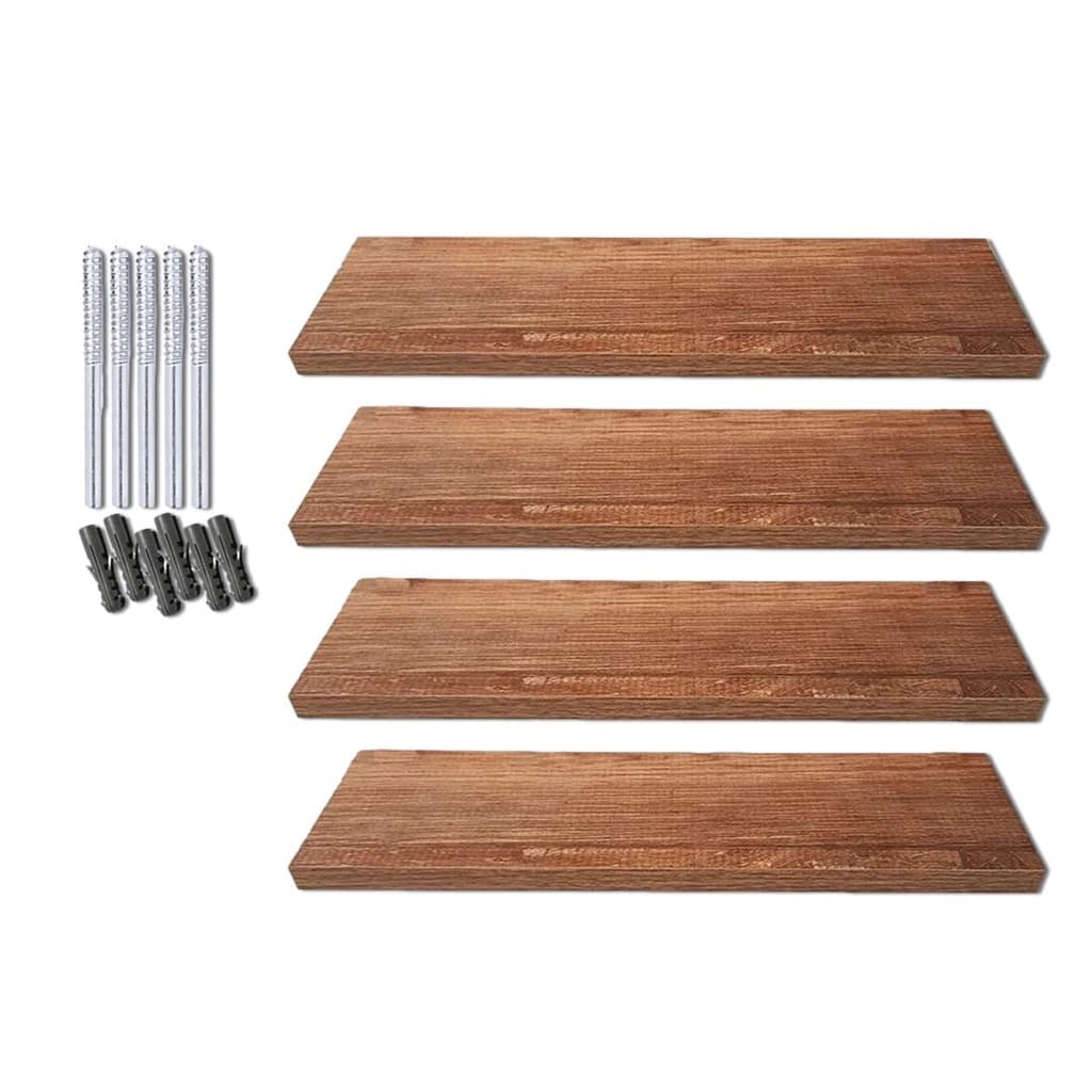 Kit 4 Prateleiras De Madeira 60x20 Para Quarto Com Suportes