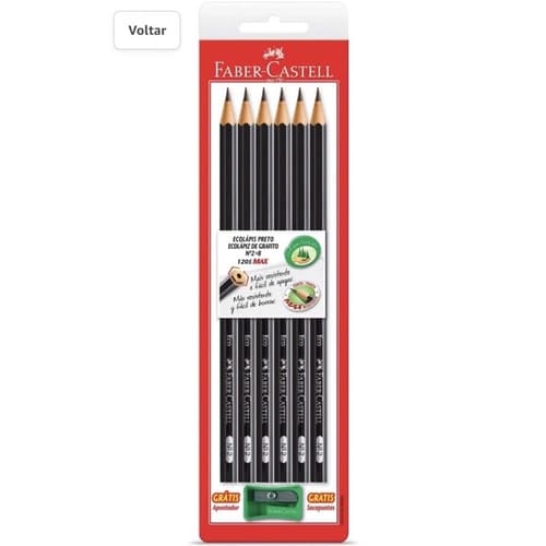kit Lápis Preto Sextavado 1205 Max N.2b C/Apontador - Blister com 06, Faber-Castell, SM/1205SAP, Grafite
