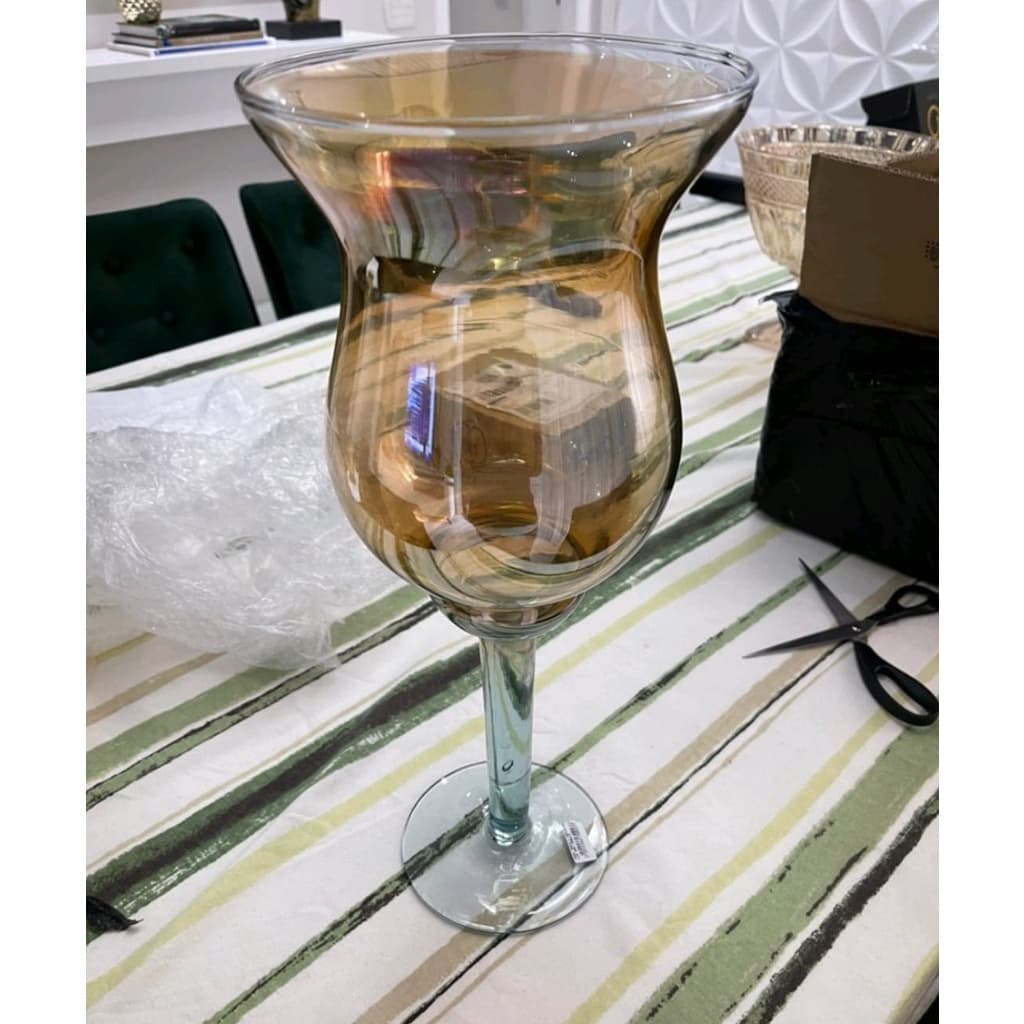 Lindo Vaso de vidro para Decoração estilo taça Napoli 37cm