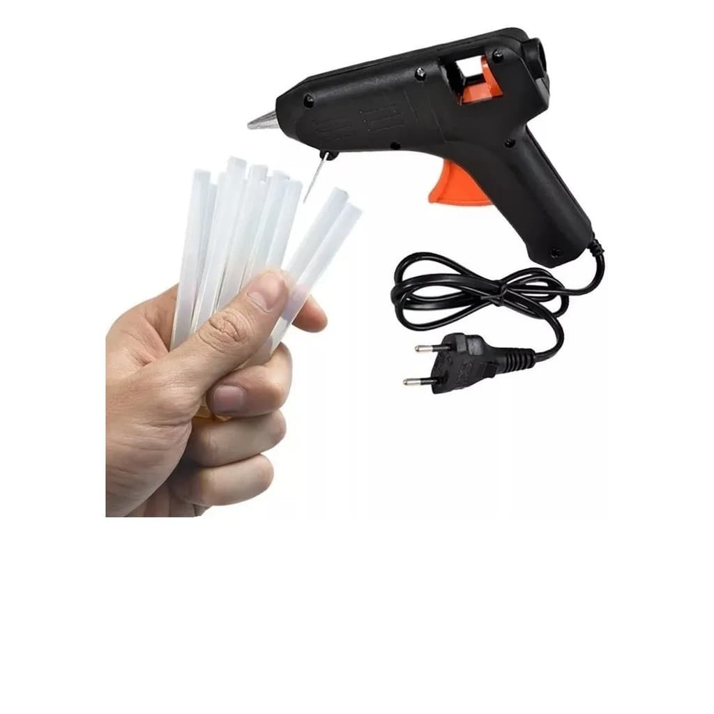 Pistola De Cola Quente Bivolt 7w + 10 Bastões De Cola