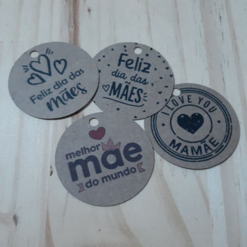 48 Tags Dia das Mães Kraft 4cm