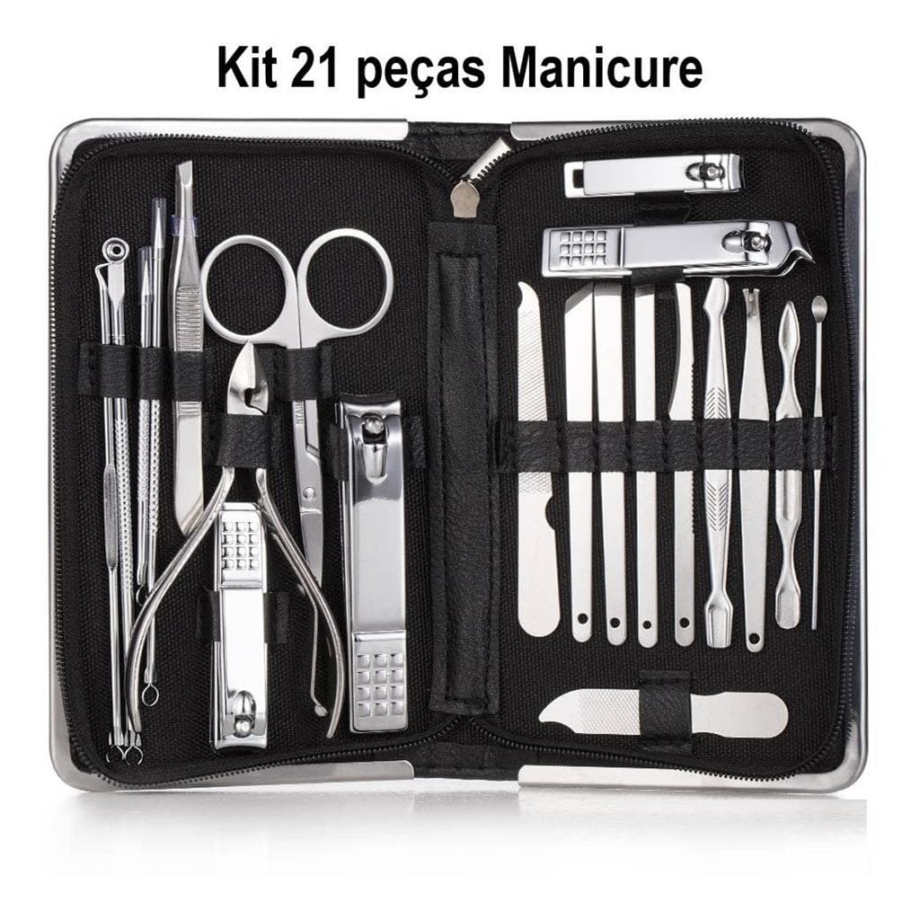 Kit Manicure 21 Pecas Profissional De Alta Qualidade De Aco
