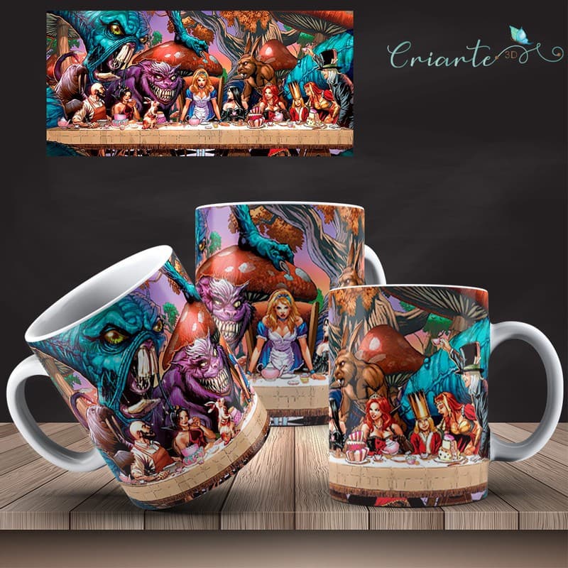 Caneca Porcelana Coleção Alice no País das Maravilhas  #04