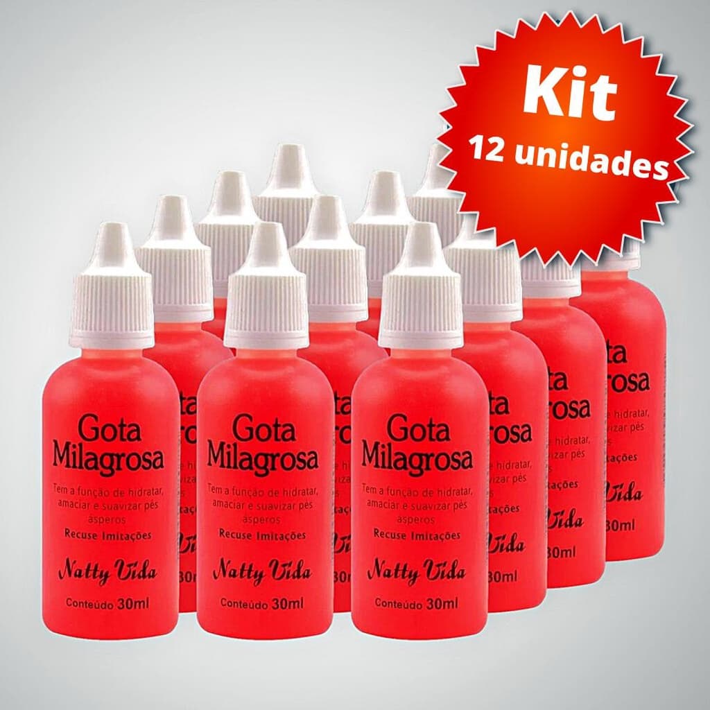 Kit 12 unidades Gota Milagrosa Pés Combate Rachadura Ressecamento Natty Vida 30Ml.