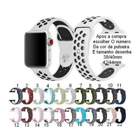 Pulseira De Silicone Tipo  Furadinha Para Iwo 12,13 Apple Watch 38mm/40mm/41mm , 42mm/44mm/45mm