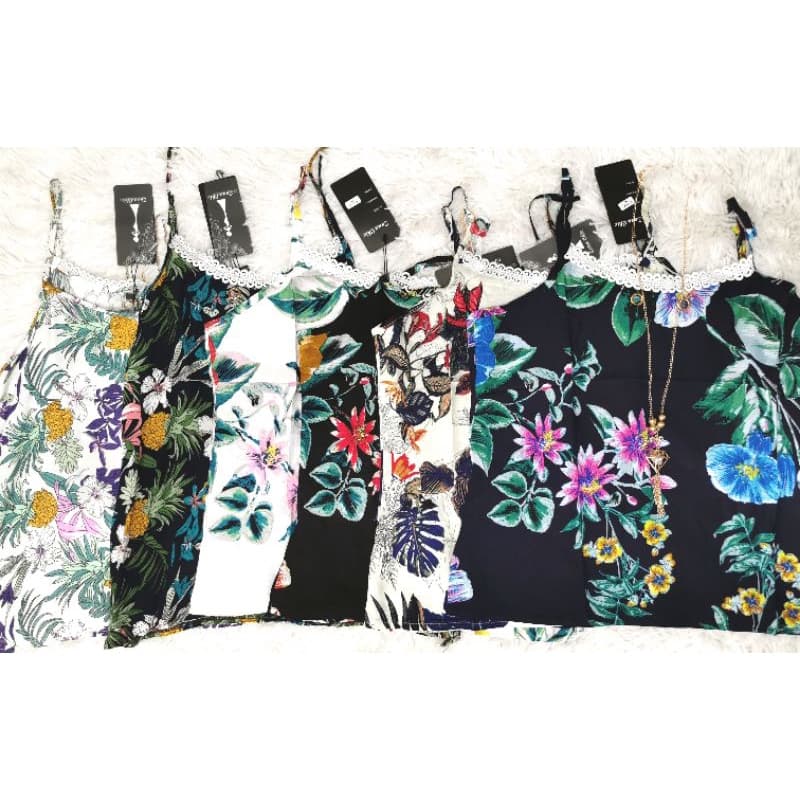 Regata de Alcinha Feminina Floral Com Colar Z30#