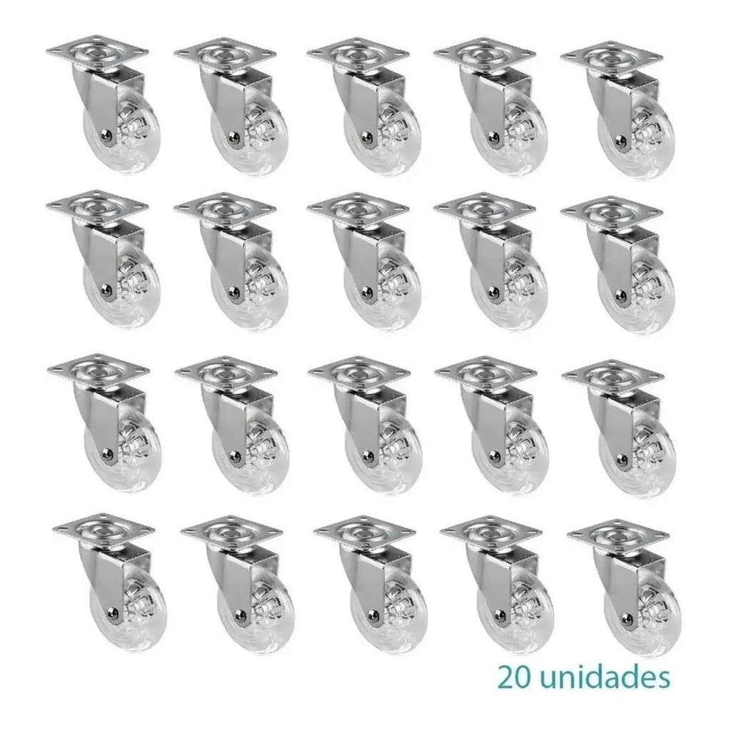20 Unidades Rodinhas 50mm Rodízios Rodas Giratórias Sem Trava Para Móveis ou Carrinhos Gel Silicone Anti Risco