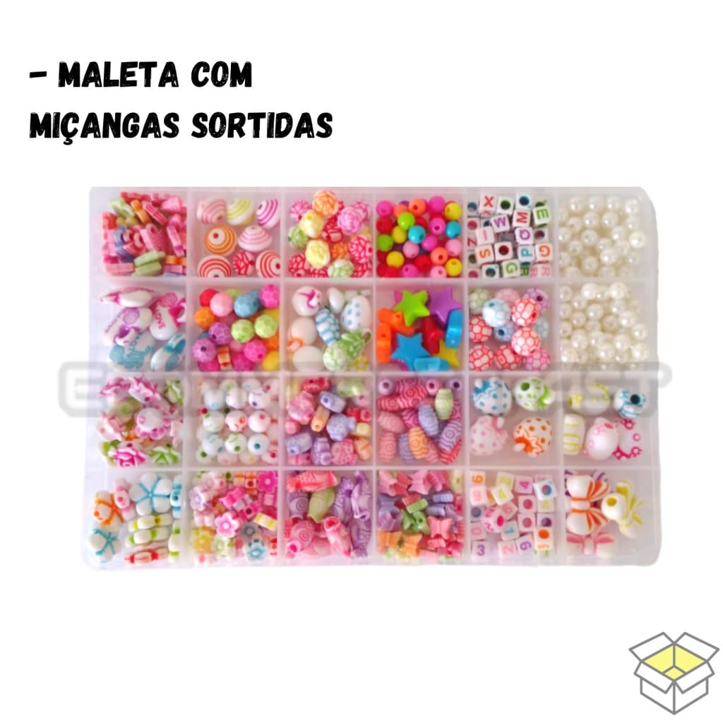 Bijuteria Kit G Iniciante Pulseira Colar Brinco Chaveiro Maleta com 550 Peças