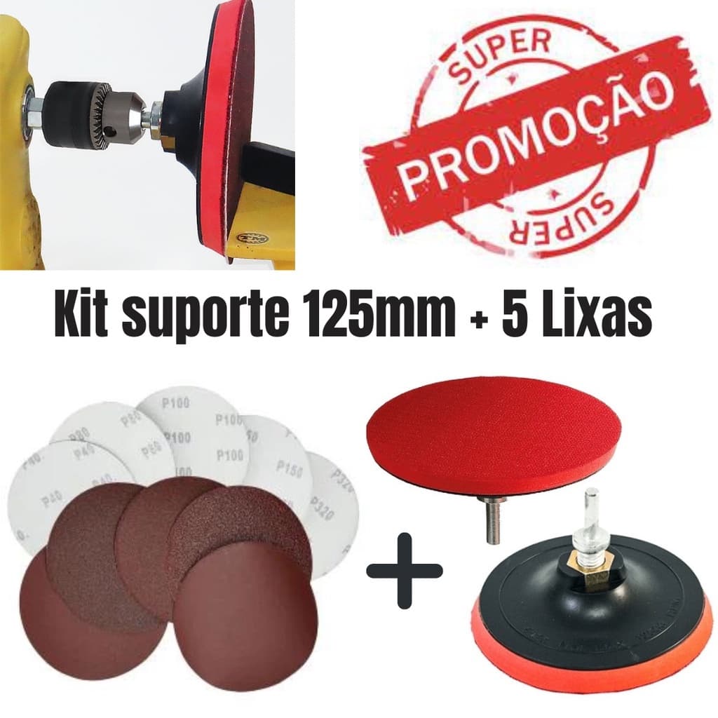 Kit Suporte Com Base Aderente Para Esmerilhadeira, Furadeira + 5 Discos De Lixa
