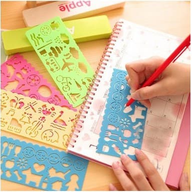 Conjunto De 4pcs Papelaria Régua De Pintura Criativa Doce Cor