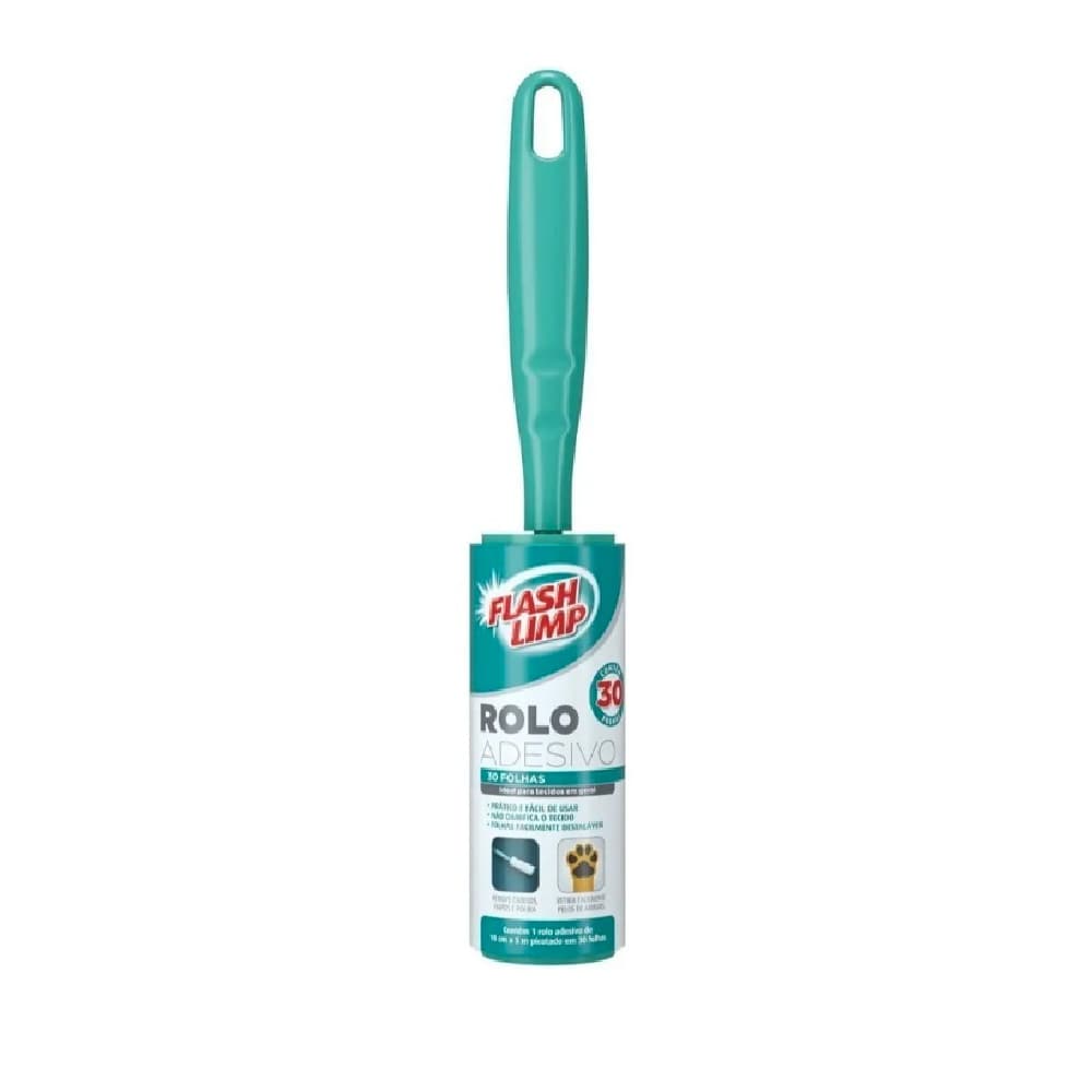 Rolo Adesivo Tira Pelos Roupa 30 folhas - Flash Limp