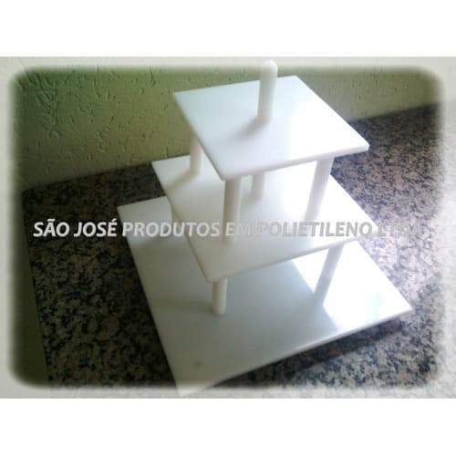 Suporte Para Bolo De Andar Quadrado 3 Andares Em Polietileno