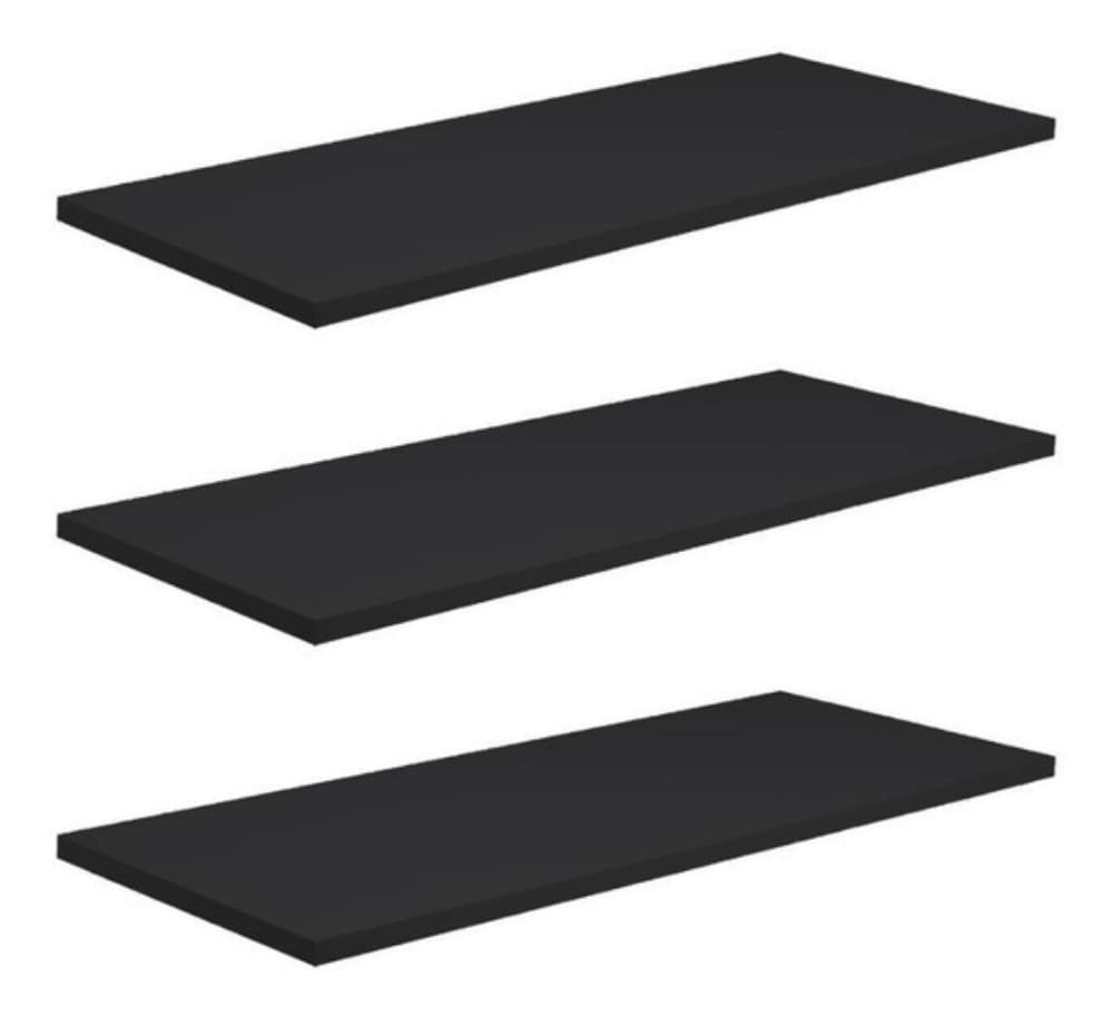 Kit 3 Prateleiras 40x15 MDF Preto com Suporte Flutuante Invisível