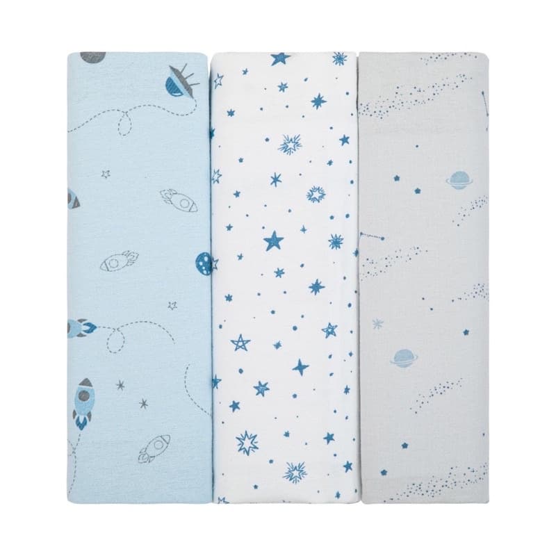 Manta Cueiro Flanelado Composê Menino 80x80cm - Kit com 3 unidades