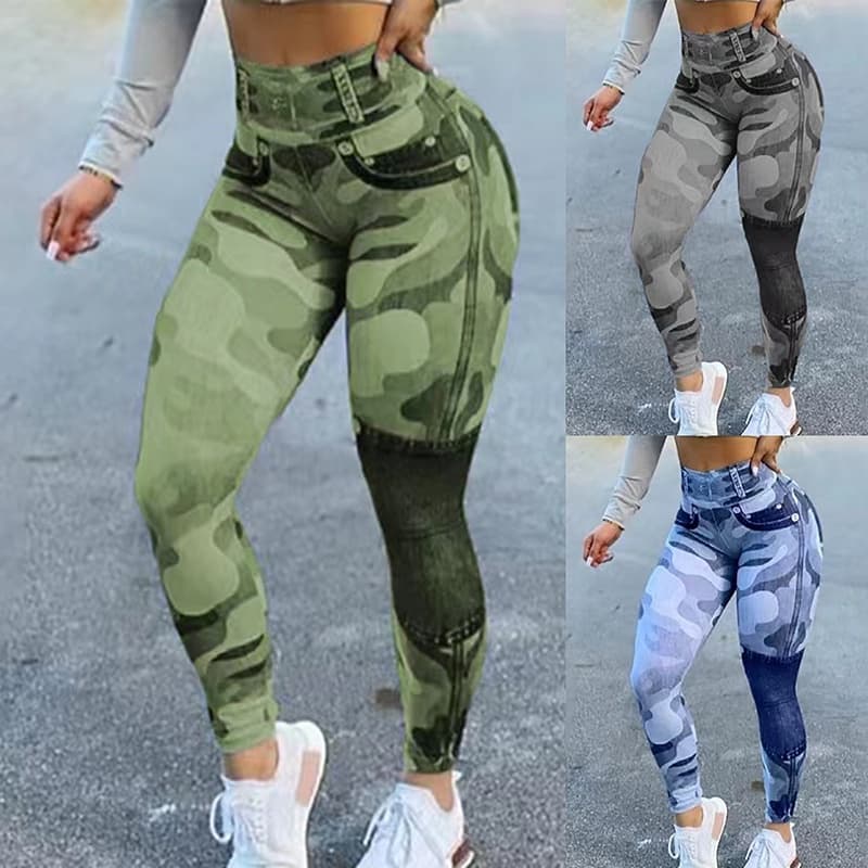 Calça Femininos Impressão Cintura Alta Leggings Women Esportes Legging Levanta Bumbum for Fitness