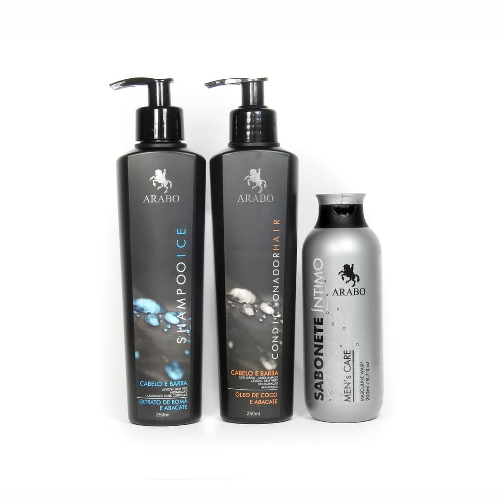 Kit Shampoo ICE , Máscara hidratante 2x1 Condicionador Cabelo E Barba E Sabonete Íntimo