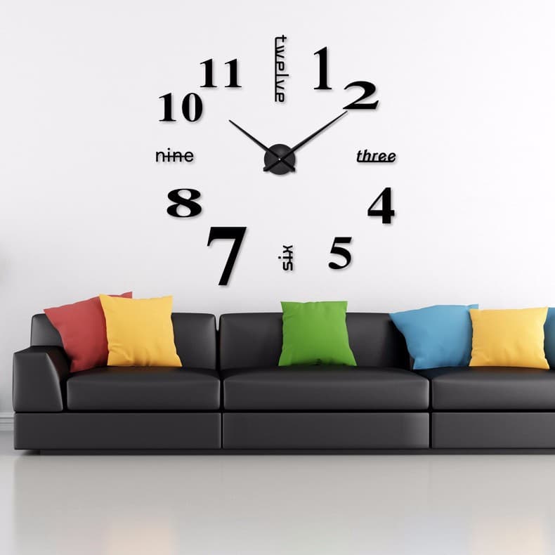 Design Moderno Grande Relógio De Parede 3d Diy Relógios De Quartzo Moda Espelho Acrílico Adesivos Sala De Estar Decoração De Casa