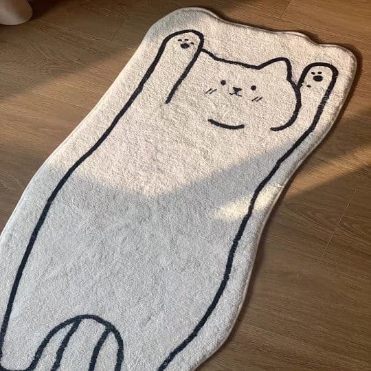 Fofo Desenho Animado Gato Piso Longo Sala De Estar Tapete De Mesa De Café Estilo ins Quarto Infantil Menina Cobertor De