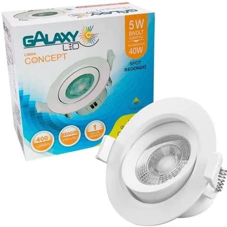 Spot Led 5W Quadrado ou Redondo 6500K Luz Fria e Quente Galaxy Led