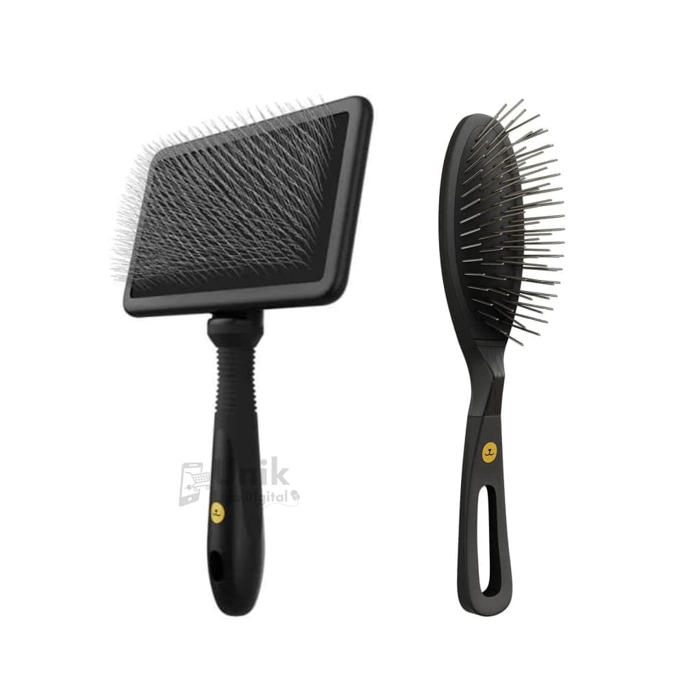 Kit Rasqueadeira Reta Grande Pinos Firmes Black Premium e Escova Pinos s/ Bolinha Média Black Premium Propetz Original