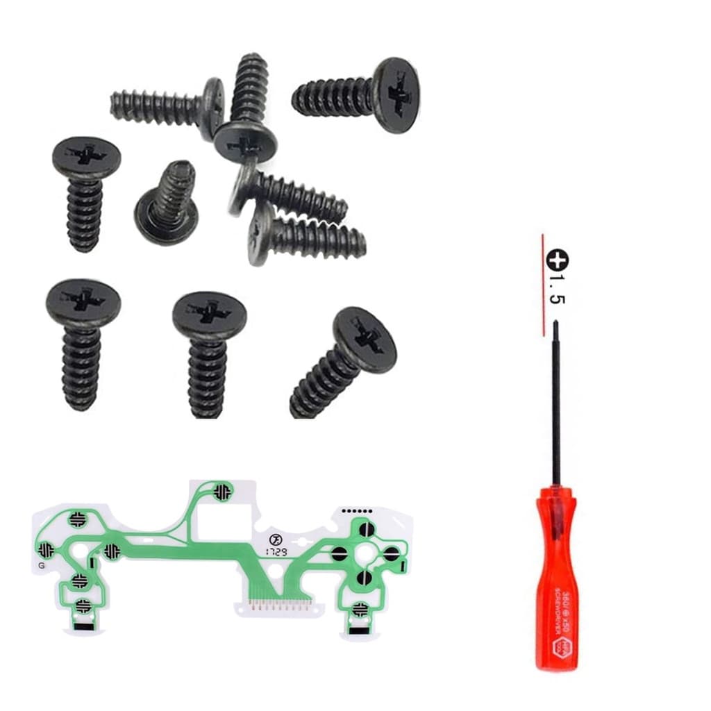 Kit  Ps4 10 Parafusos Controle PS5 PS4 PS3 PS2 + Chave Philips + Pelicula Jds 050