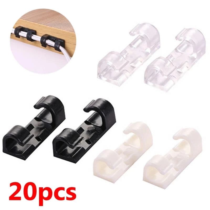 Organizador de Cabos fios Clip Adesivo 3M Suporte Cabo USB e Fios 20 Unidades/Pacote