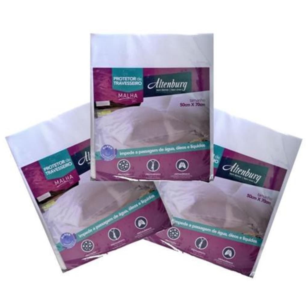 Kit 3 Capas Protetora de Travesseiros Impermeável Poliéster Altenburg Malha Slim