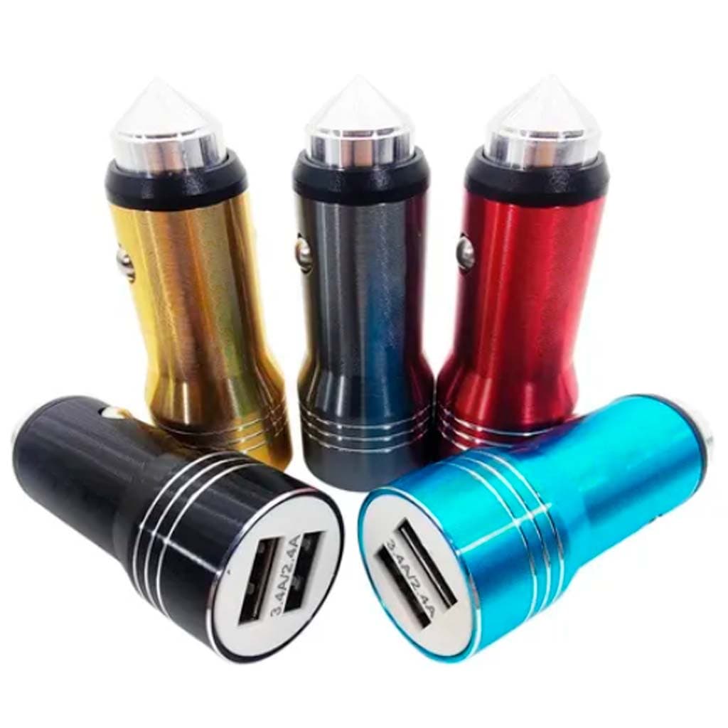 Kit 3 Carregadores Cores Variadas Veicular  2 Entradas Usb  Carro carregamento rápido