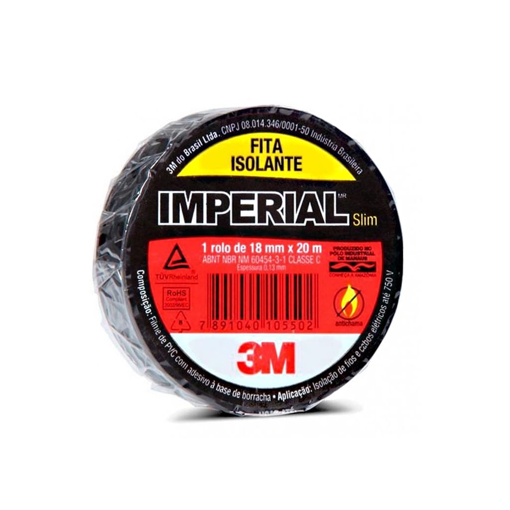 Fita Isolante 3m Imperial Slim 18mm X 20m Preta Original Elétrica