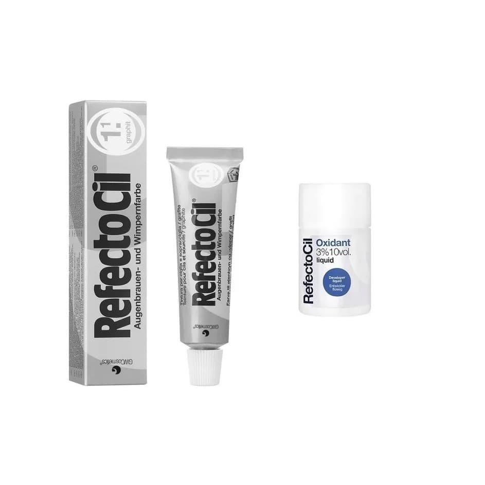 Refectocil Grafite Grisalho 1.1 e Oxidante Refetocil 100ml Original Tinge Cilios Sobrancelhas Barba Bigode